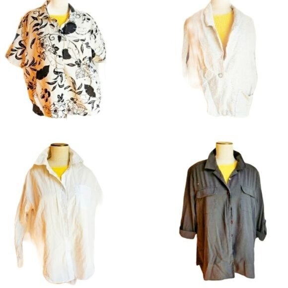 4 Shirts Blouses Tops Linen Button Up Cotton Women's WOMAN'S Size Extra Large - Picture 2 of 10